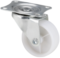 Weiße PVC-Schwenkrolle mit Flansch