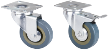 Graue PVC-Schwenkrolle mit Flansch