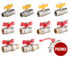 Sanitär-Paket Promo 11 / 123 Stk. / Kugelhahn mit Flügelgriff+Hebelventil