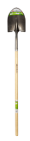 Lackierter Spaten mit langem Hals und Holzstiel