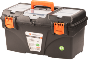 Schwarze Werkzeugkiste mit Organizer EvoTools®