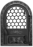 Kamintür mit Glas Hirsche Silberne Ornamente Groß