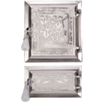 Ofentür + Aschenkasten Trauben Vernickelt