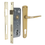 Türschloss mit Zylinder und Lackierten Langschildern