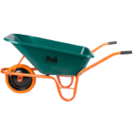 Schubkarre P mit Kunststoffmulde und Schmales Polyurethanrad mit Metallfelge