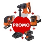Akku-Werkzeug-Set mit 2 Werkzeugen, 2x2Ah Akkus und Ladegerät (PROMO 681325 Schleifmaschine)